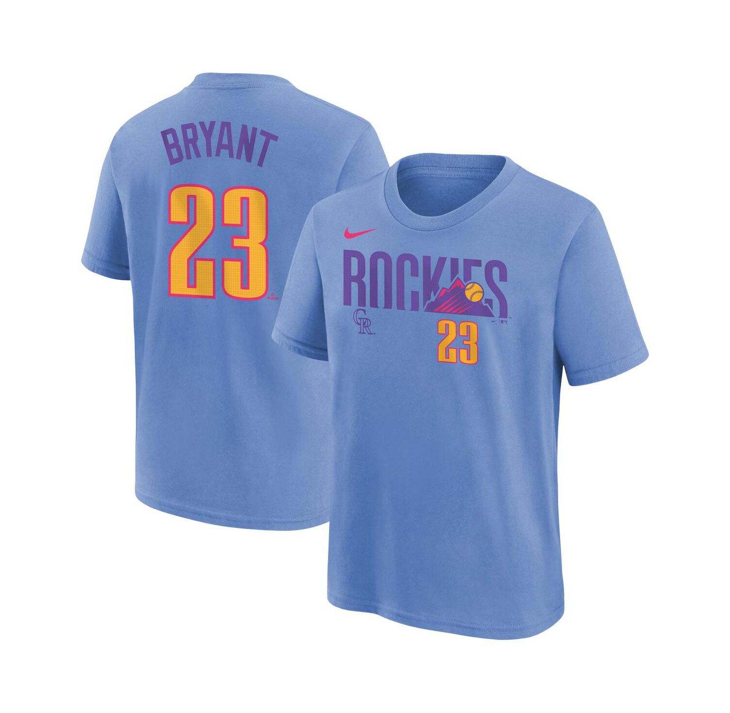 Big Boys and Girls Kris Bryant Light Blue Colorado Rockies Fuse City Connect Name & Number T-Shirt