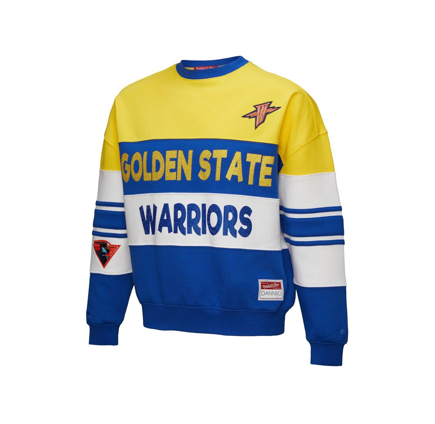 X Dannijo Women's Gold/Royal Golden State Warriors Blocked Pullover Sweatshirt