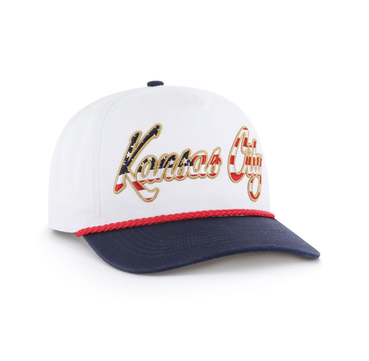 Men's White Kansas City Chiefs Patriotic Overhand Hitch Adjustable Hat
