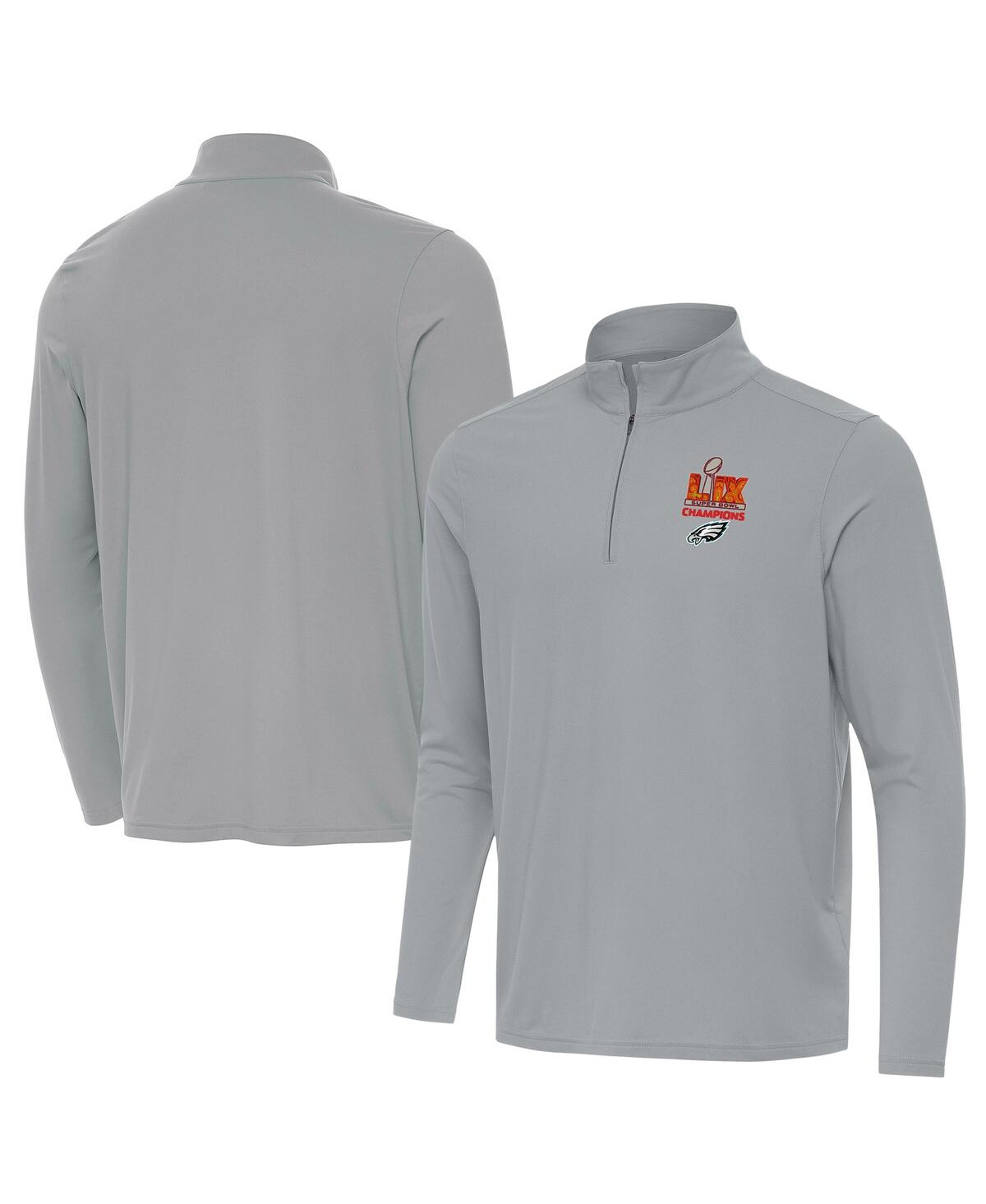 Men's Gray Philadelphia Eagles Super Bowl Lix Champions Intent Quarter-Zip Pullover Sweatshirt - Gray