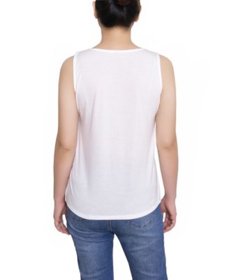 Petite Sleeveless V Neck Blouse