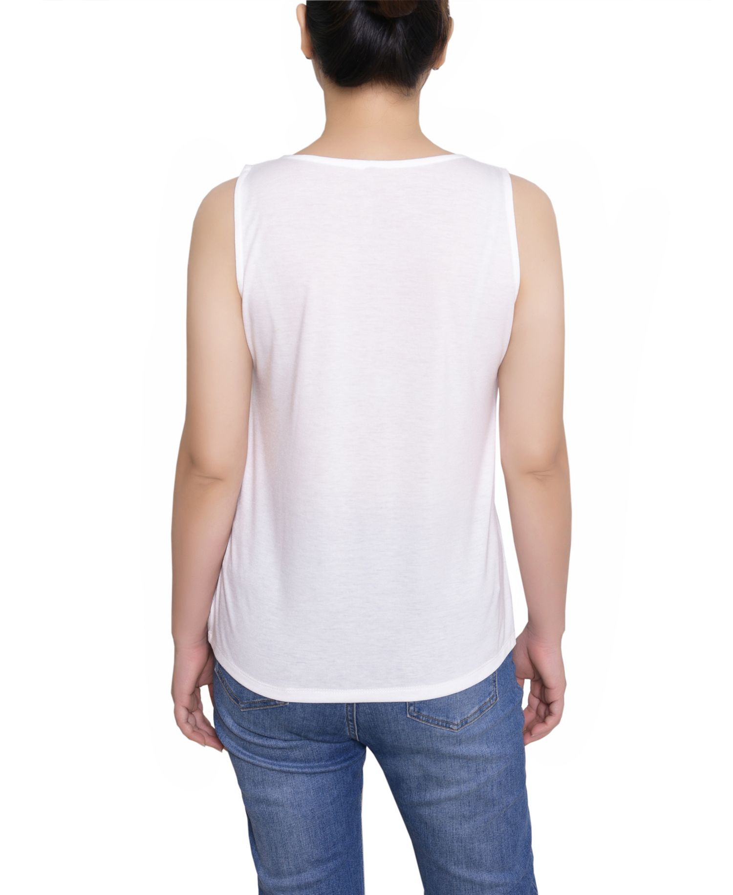 Petite Sleeveless V Neck Blouse