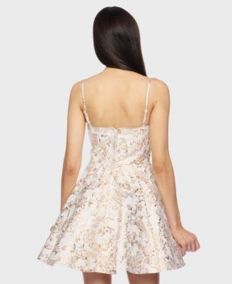 Juniors' Sleeveless Jacquard Fit & Flare Dress