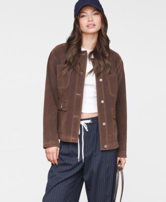 Avec Les Filles - Women's Wing-Collar Faux-Suede Jacket