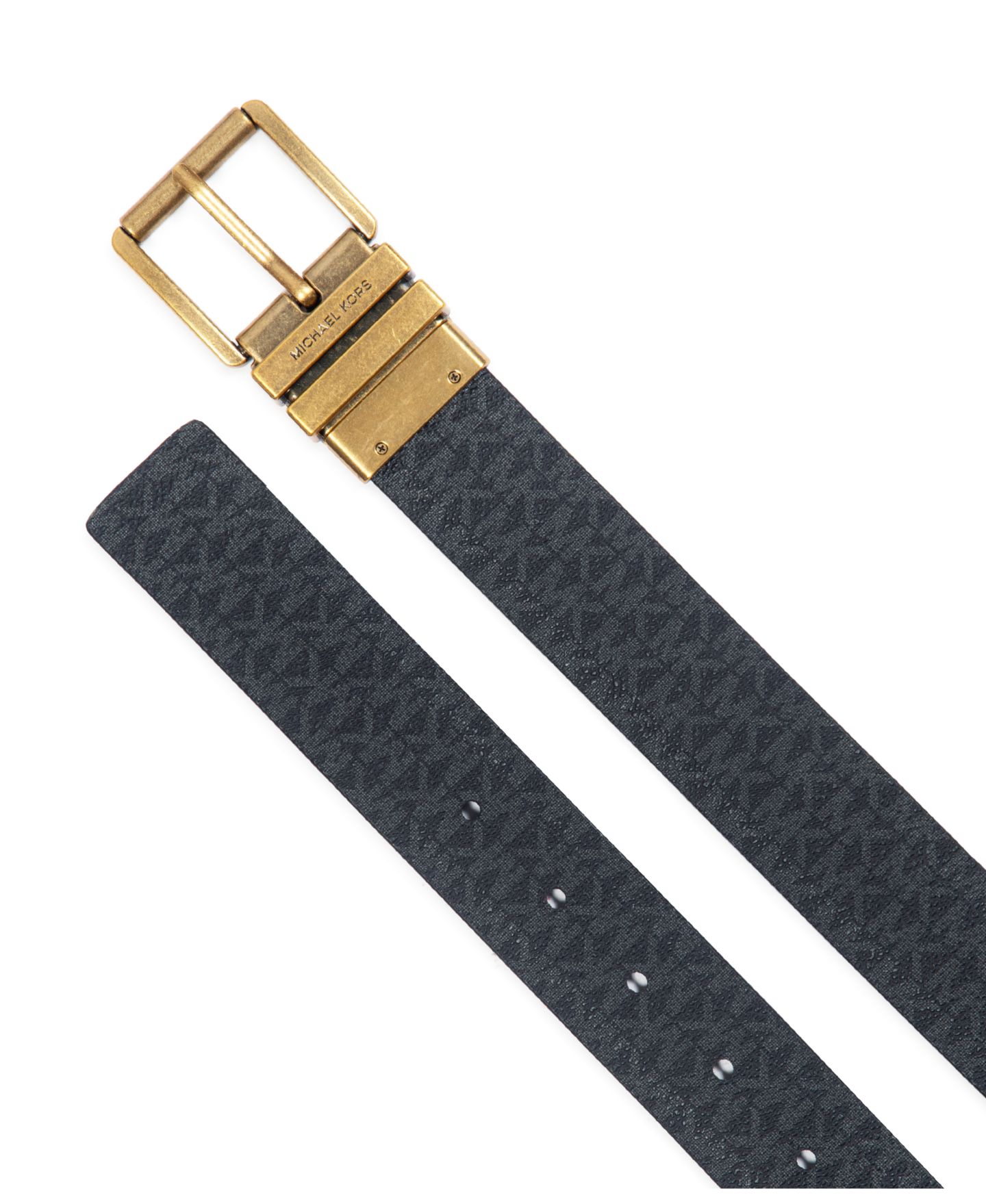 Женский ремень Michael Kors Micheal Kors Flattened Edge Reversible, цвет: Чёрный / Золотой — фото 6