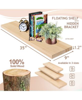 2 Pack 35" Solid Wood Floating Shelves