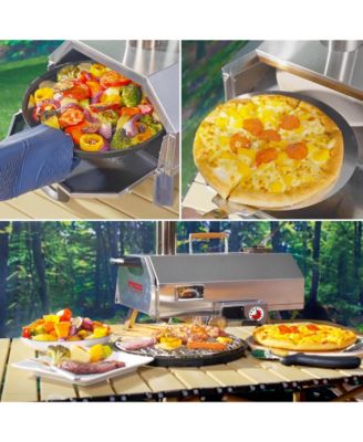 12" Outdoor Premium Stainless Steel Pizza Oven,Portable Automatic Rotatable Multi-Oven