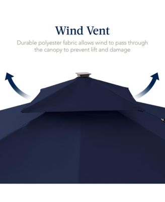 9x12ft 2-Tier Square Outdoor Solar LED Cantilever Umbrella w/ 360-Rotating Base  –