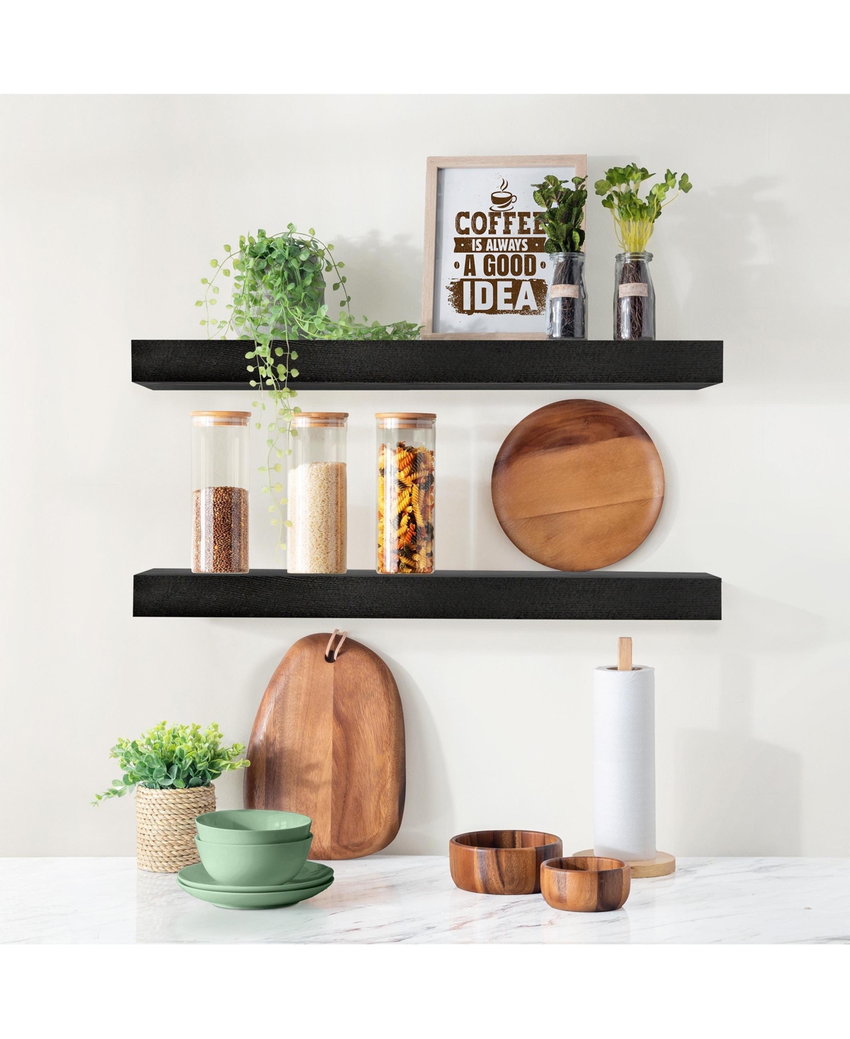 Sorbus 2 Pack 24" Solid Wood Floating Shelves - for Bathroom Decor, Books, Bedroom & Living Room