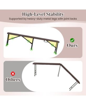 6 ft Plastic Folding Bench Portable Fold-in-Half Seat w/ 1320 LBS Capacity