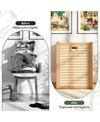 18 Gal Bamboo Tilt-out Laundry Hamper with Removable Fabric Bin