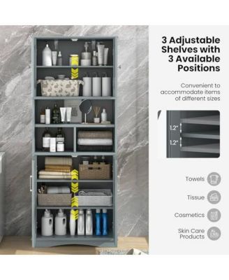Tall Bathroom Cabinet Large Floor Storage Cabinet with Acrylic Doors and 3 Cubes