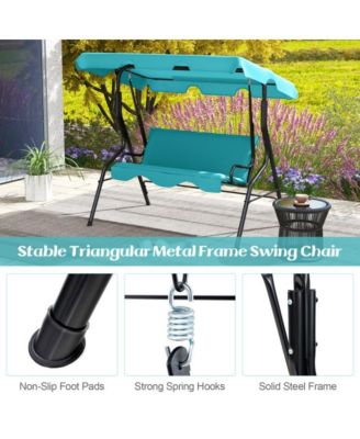 3 Seat Outdoor Patio Canopy Porch Swing with Cushioned Steel Frame