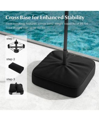 13feet Double-sided Patio Umbrella with Solar Lights for Garden Pool Backyard