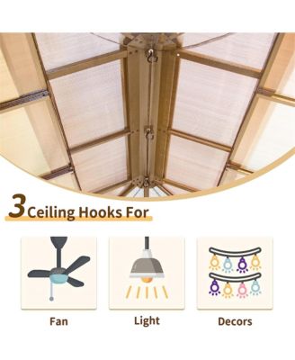 12x16ft Permanent Aluminum Outdoor Canopy Gazebo, Double Roof UV Protection, Bug Netting, Lifetime Rustproof