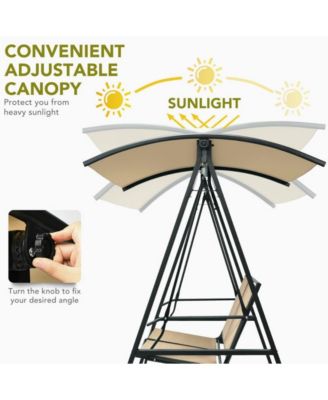 2 Person Patio Swing with Weather Resistant Glider and Adjustable Canopy