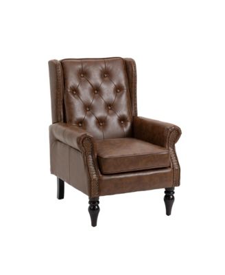 Pu Wood Frame Armchair, Modern Accent Chair Lounge Chair For Living Room