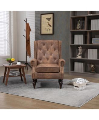 Pu Wood Frame Armchair, Modern Accent Chair Lounge Chair For Living Room