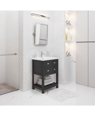 Viola 24 in. W Bath Vanity in Dark Espresso with Ceramic Vanity Top in White with Integrated White Basin