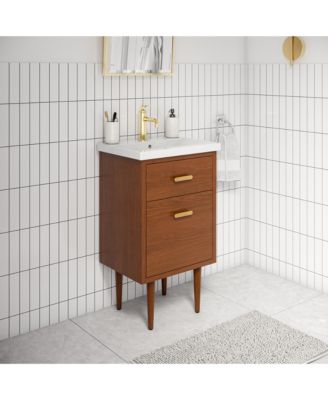 Brandy 20.5 in. W x 15.7 in. D x 34.5 in . H Bath Vanity in Honey Walnut with White Ceramic Top