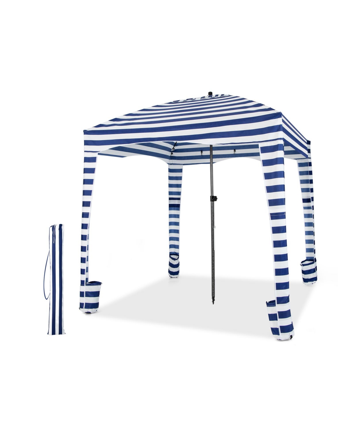 6 x 6 Feet Foldable Beach Cabana Tent with Carrying Bag and Detachable Sidewall - Blue