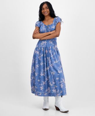 Lucky Brand - Women's Floral-Print Cinched-Waist Midi Dress