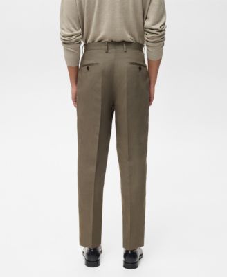 Men's Slim-Fit Pleated Linen Pants