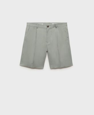 Men's Linen Pleated Bermuda Shorts