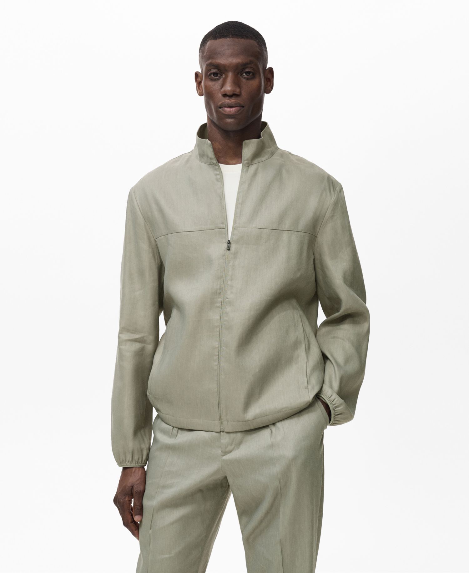 Men's Zipper Linen Jacket