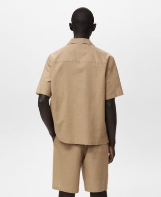 Men's Bowling Collar and Pocket Linen Shirt