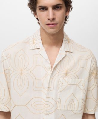 Men's Embroidered Bowling Collar Shirt