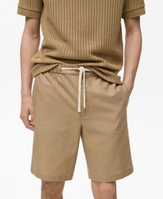 MANGO - Men's Drawstring Linen 8.86" Bermuda Shorts
