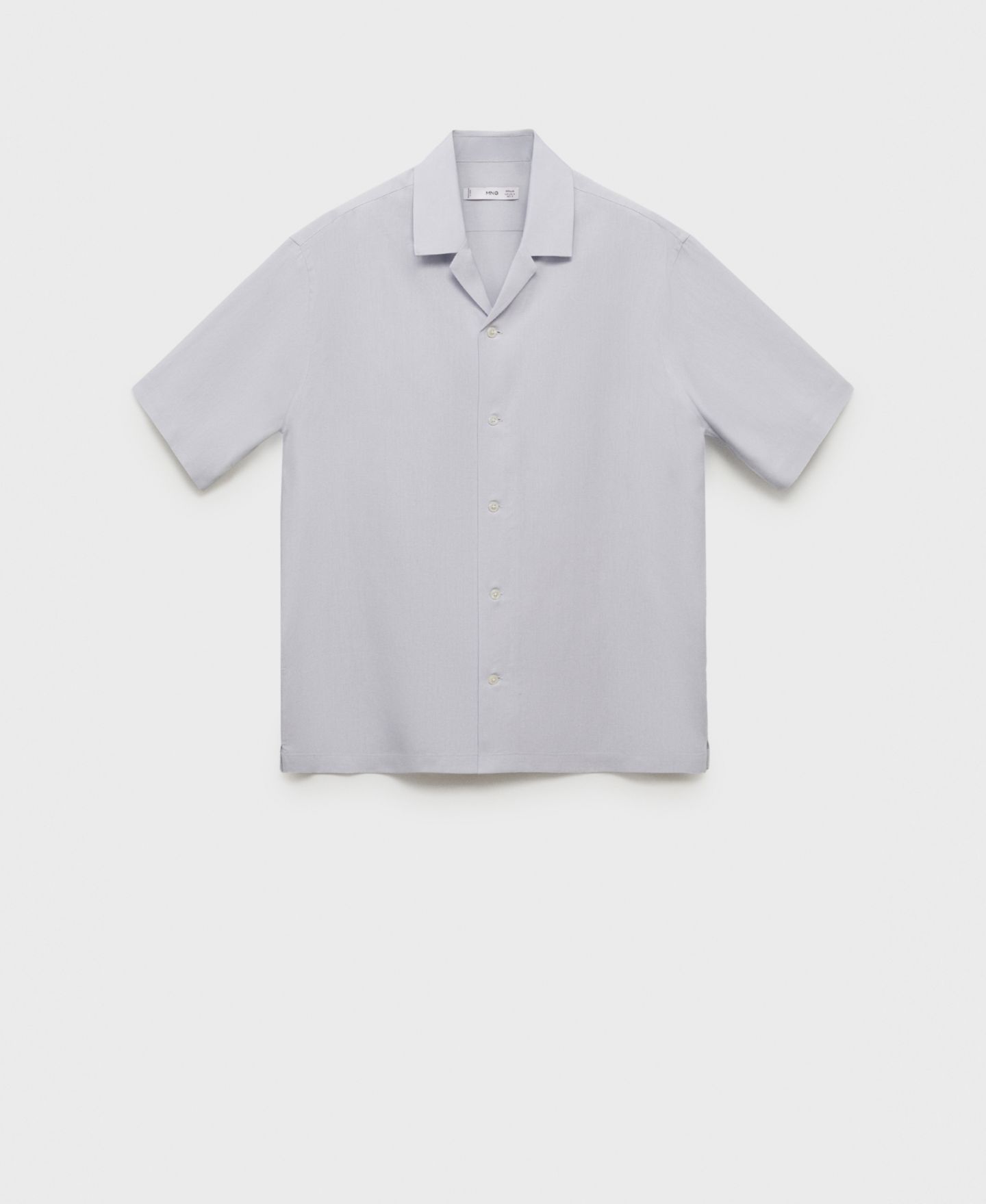 Мужская рубашка Mango Lyocell-Linen Bowling-Collar, цвет: Небесно-голубой — фото 6