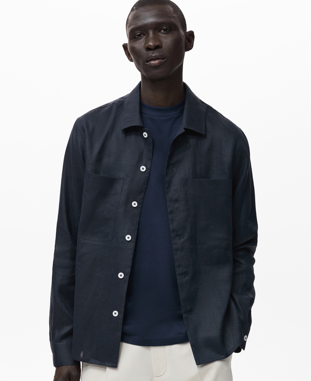 Men's Linen Lightweight Overshirt - Navy