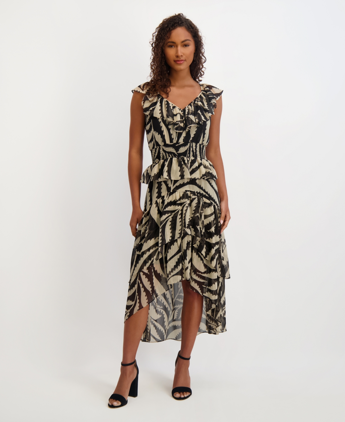 Women's Sleeveless Chiffon A-Line Dress - Black Bone