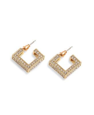 Womens Gold Plated Party Designer Stone Hoop Earrings