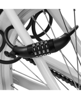 Bike Combination Lock - Heavy Duty Anti-Theft Cable Lock With 5-Digit Custom Combo - 6 Foot Coiled Cut Resistant Cable and Mounting Bracket