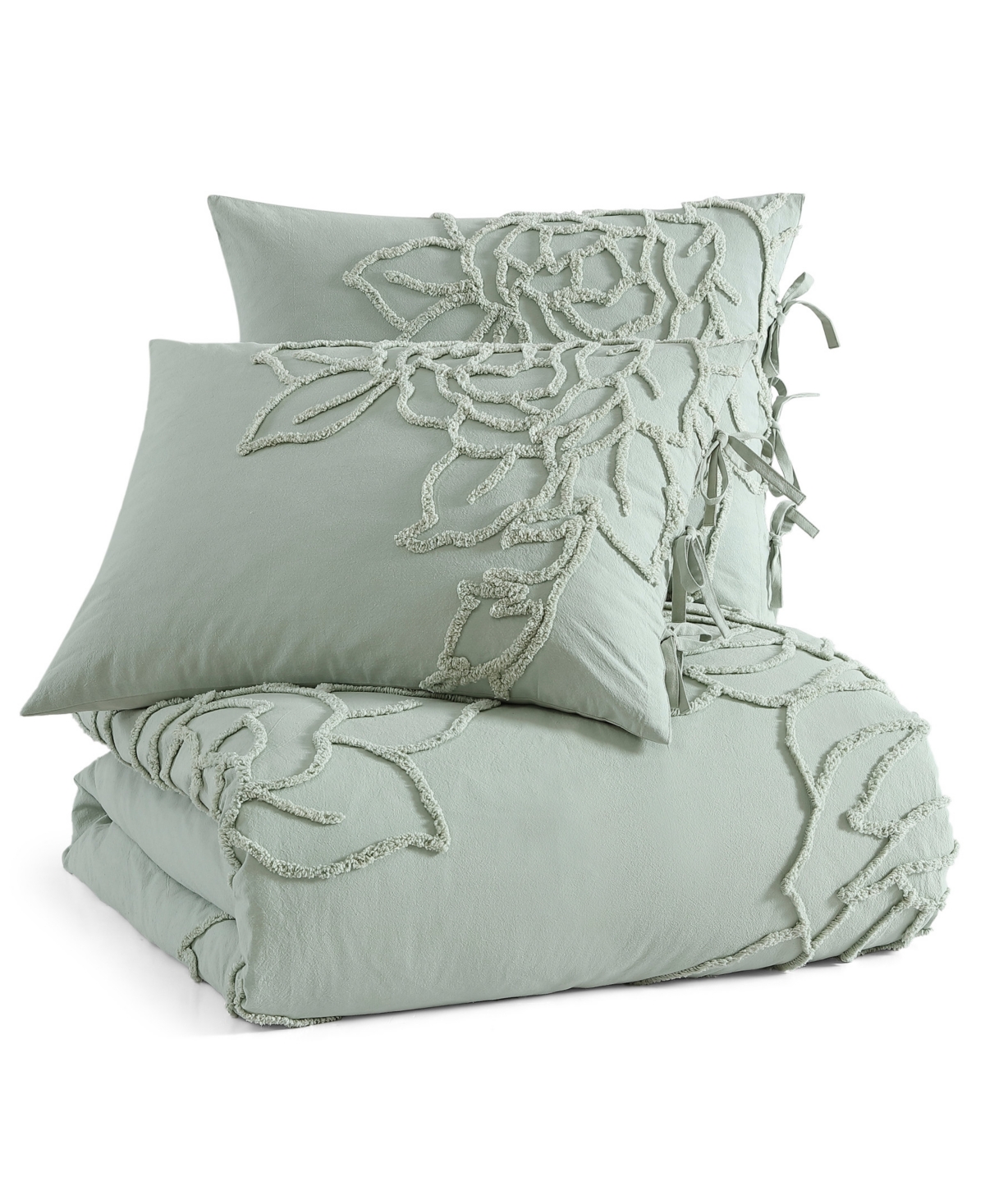 Peri Home Chenille Rose 3-pc. Duvet Cover Set, King In Green