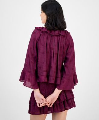 Women's Ruffle-Trim Cropped Blouse