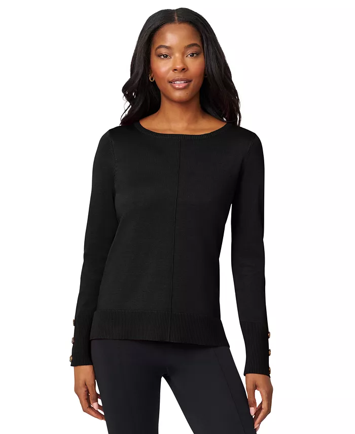 Women's Button-Cuff Lightweight Tunic Sweater