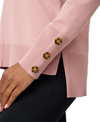 Women's Button-Cuff Lightweight Tunic Sweater