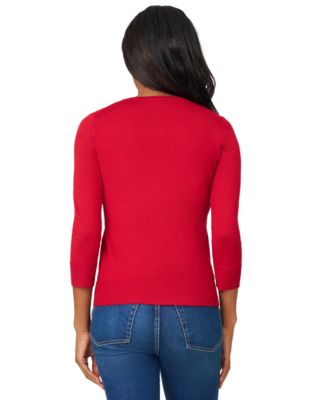 Women's Crewneck Button-Front Cardigan 