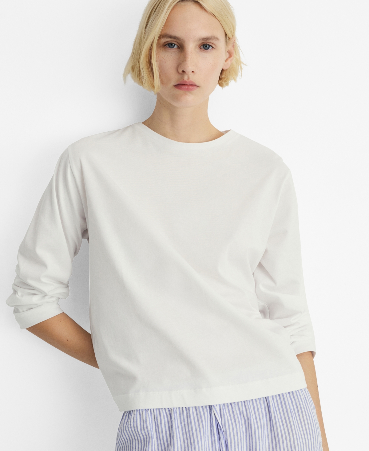 Mango Women's 2-piece Seersucker Striped Pajamas In White