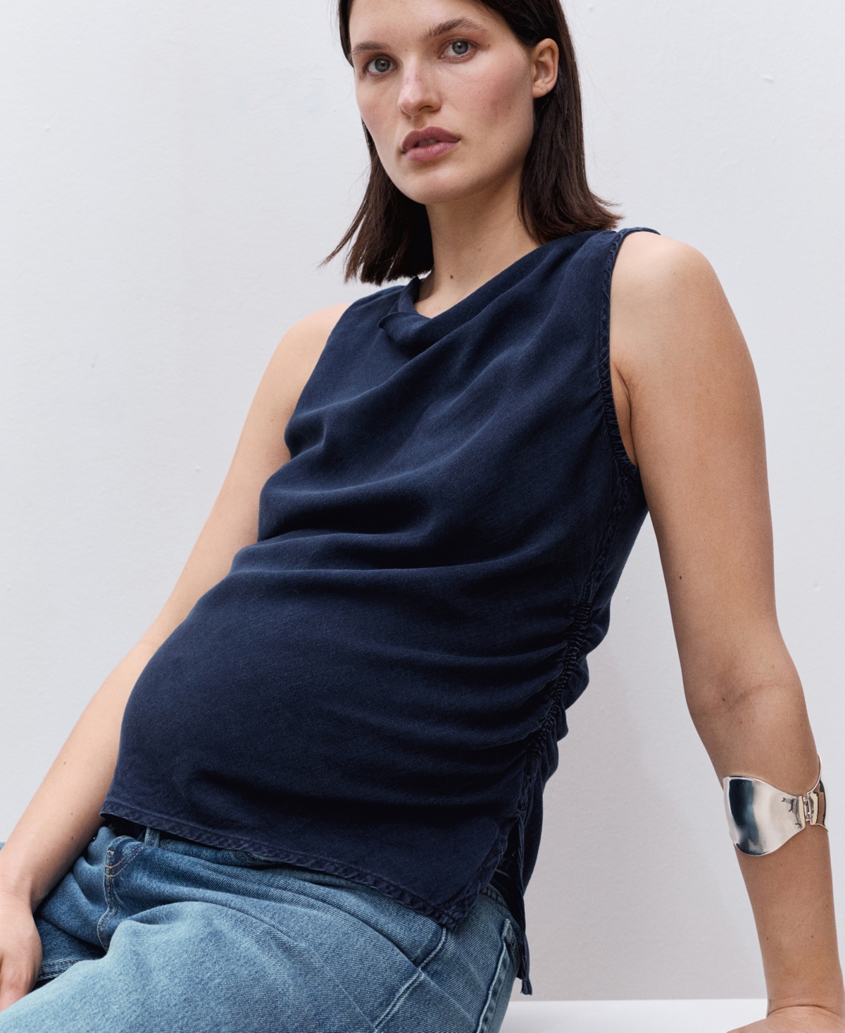 Mango Women's Lyocell Maternity Top In Blue