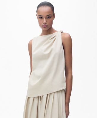 MANGO - Women's Knotted-Hem Cotton Top