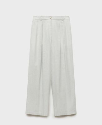Women's Straight-Fit Linen-Blend Suit Pants