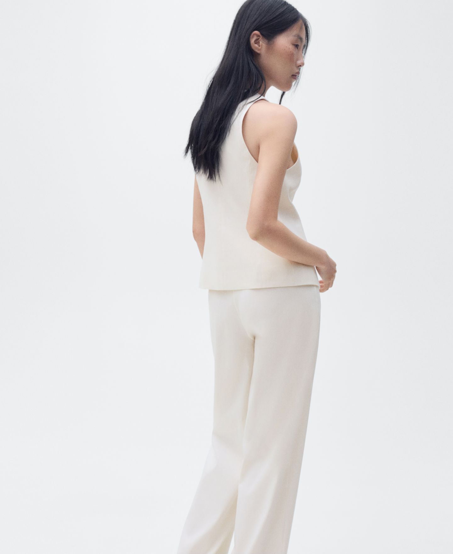 Женский топ Mango Bow Linen-Blend, цвет: Экрю — фото 2