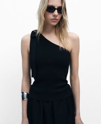 MANGO - Women's Asymmetrical Bow Knitted Top