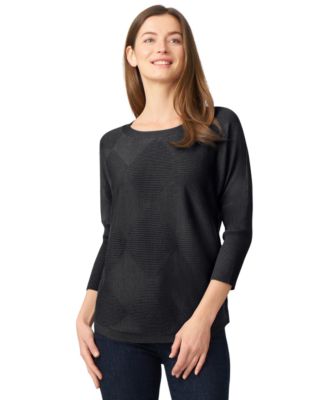 Women's Boat-Neck Diamond-Knit Dolman-Sleeve Sweater