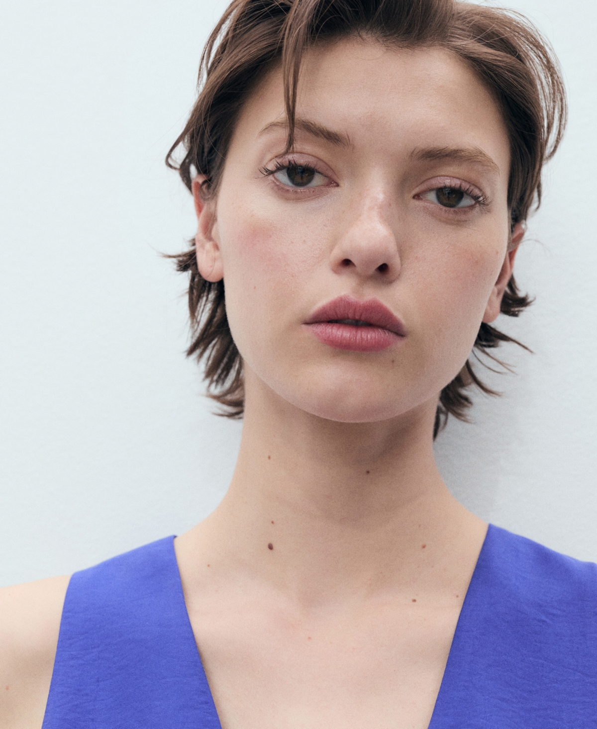 Mango Strapless Fitted Top Blue In Blue